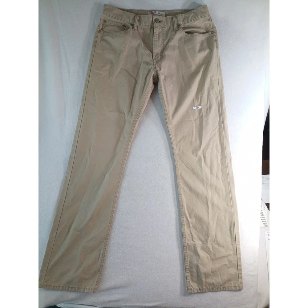 Levis 514 Slim Straight Khaki Pants Mens 34x34 Beige Casual Chino (P)